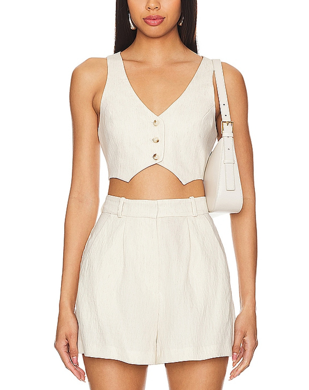 Amanda Uprichard Tailored Beige Ethan Cropped Vest Size M